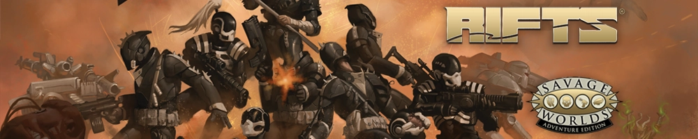 Futuristic mech battle with magic and dimensional rifts - Savage Rifts megaversal combat