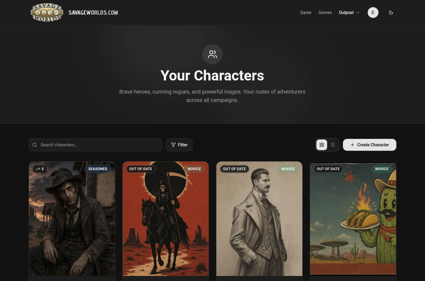Your vault of characters
